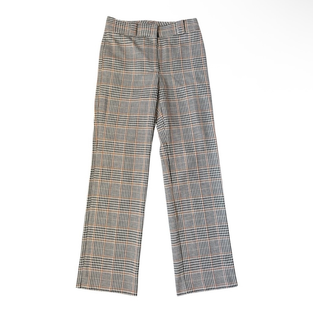 NWT SAINT ART Nessa Tan Midrise Houndstooth Plaid Straight Wide Leg Pant Size S